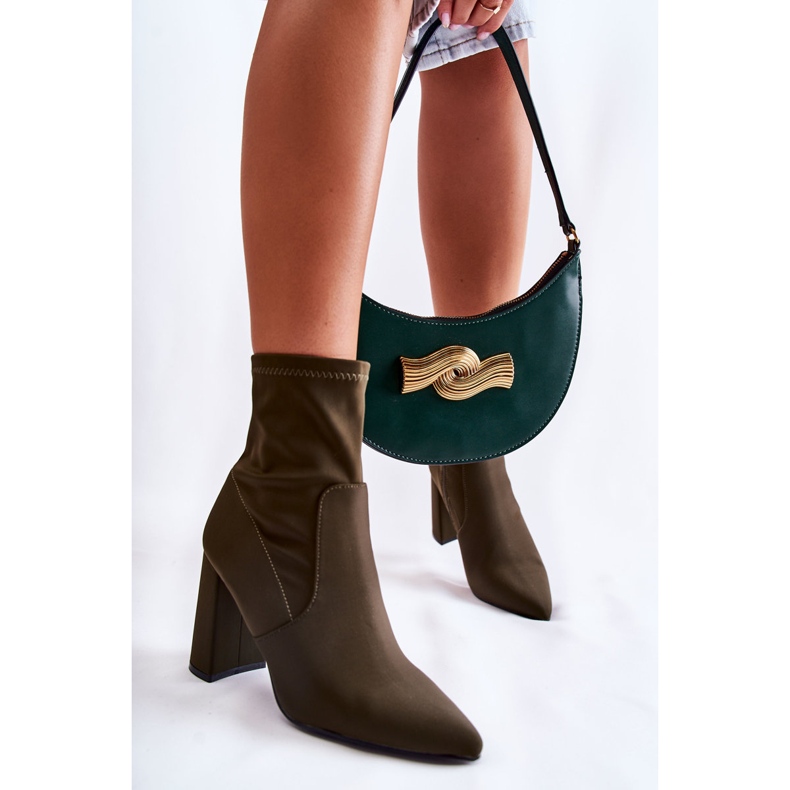 Khaki Amile Dammaterial Högklackade stövlar brun 2