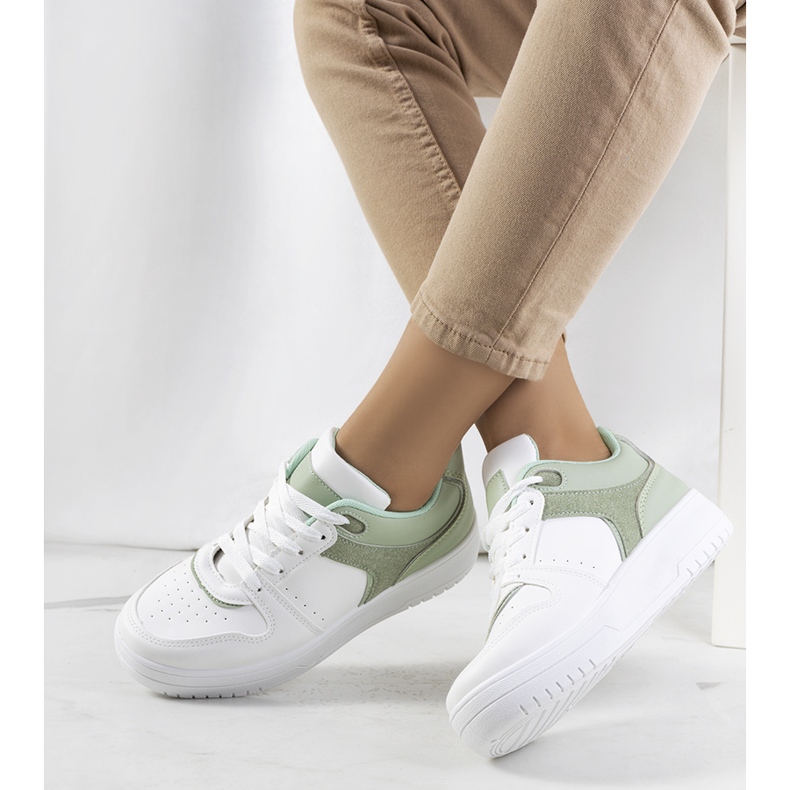 Gröna damsneakers Lins vit 1