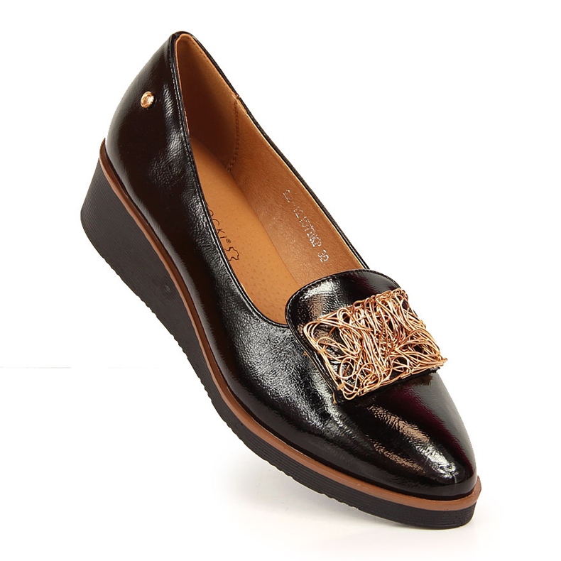 Lackade skor, slip-on wedges, svart Potocki 1