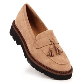 Loafers i mocka för kvinnor med beiga Vinceza-fransar beige 1