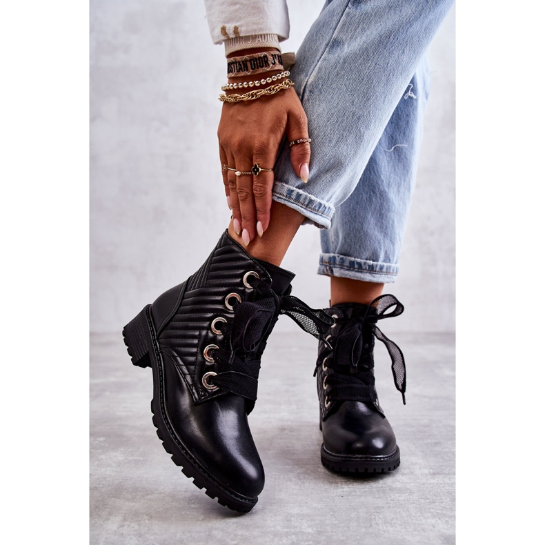 PG1 Svarta Torino Quiltade Stövlar Med Värme 2