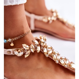 PG2 Damsandaler Flip-flops med ett dekorativt skärp Beige Dagsljus 4