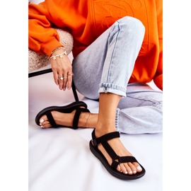 Kvinnors mocka sport svarta sandaler 4