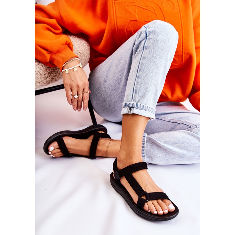 Kvinnors mocka sport svarta sandaler 4