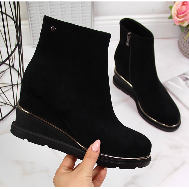 Svarta varma kilstövlar för kvinnor Filippo 2