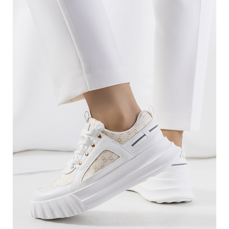 Beige Heleno sneakers vit 2