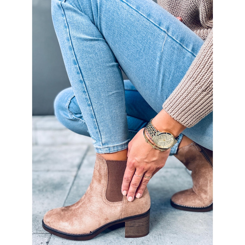 Stövlar med breda klackar Fill Beige 2