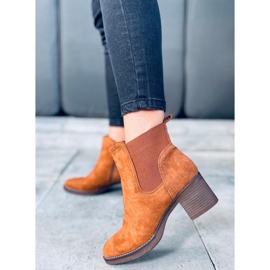 Fyll Camel stövlar med bred klack brun 1