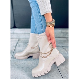 Stövlar med en strumpa ovandel Grace Beige 1