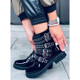 Lackade stövlar med Tatum Black Mirror nitar svart 2