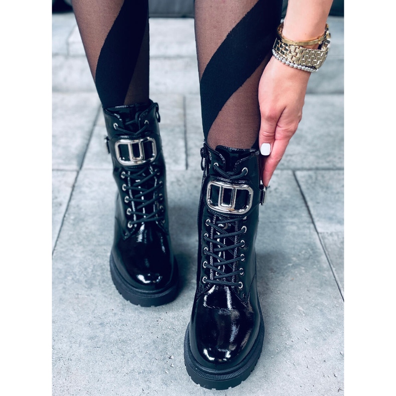Lackade stövlar Mila PATENT (SVART) 2