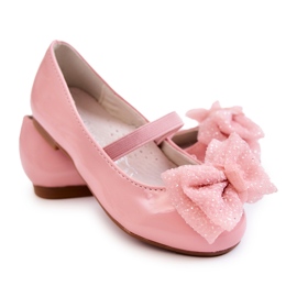 S.Barski Barnlackade ballerinor med rosett Rosa Zolly 3