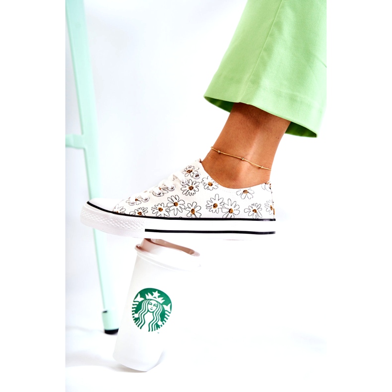 PS1 Låga sneakers för kvinnor med vita blommor från Janey 1