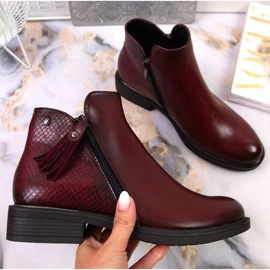 Kvinnors ankelstövlar Jodhpur ormskinn Vinceza rödvin röd 1