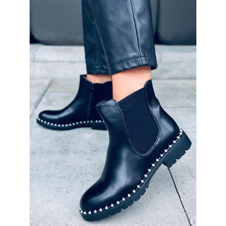 Chelsea boots med pärlor Maxim Black svart 2