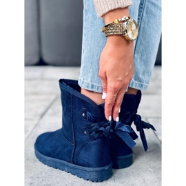 Emusy snöstövlar med Stella Blue rosett marinblå 1