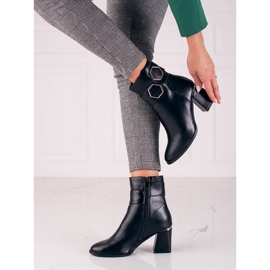 T.Sokolski Svarta Sokolski damstövlar på bred stolpe 1