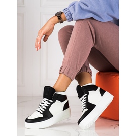 Högtoppade Shelovet svarta och vita sneakers för kvinnor 1