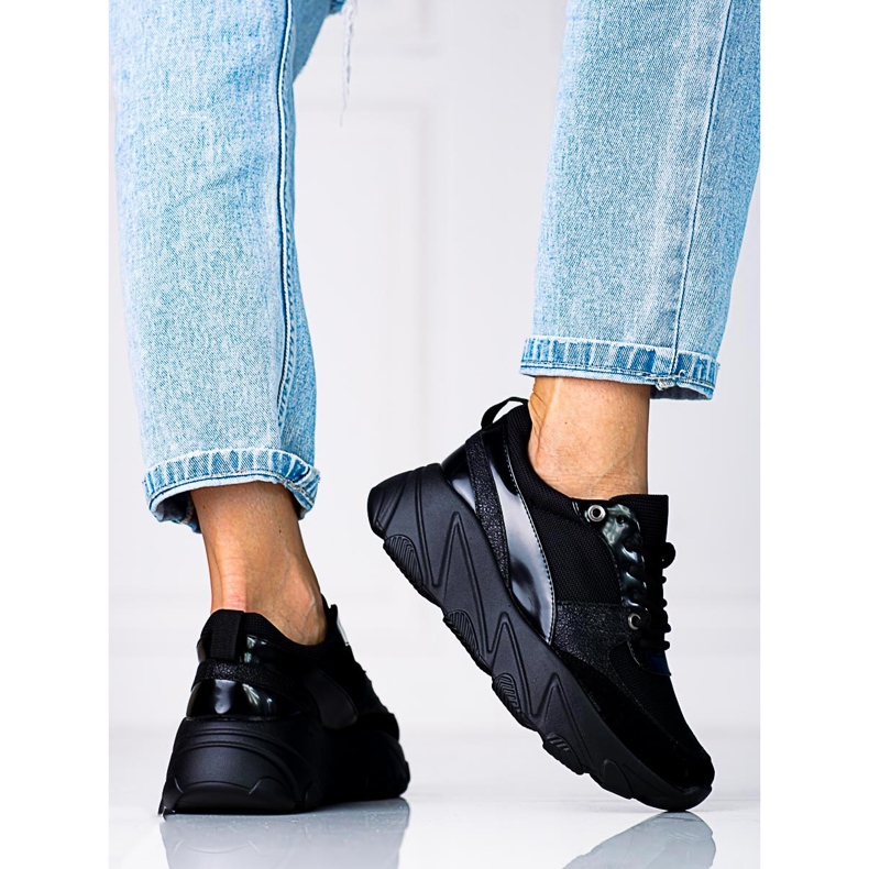 W. Potocki Svarta Potocki damsneakers på plattformen 1