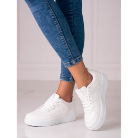 Klassiska Shelovet-sneakers för damer av ekologiskt läder i vitt 2