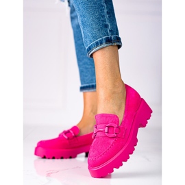 Fashionabla dam loafers på fuchsia Vinceza-plattformen rosa 1