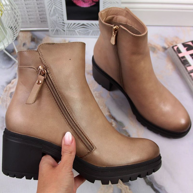 Vinceza W JAN139B beige stövlar workery 1