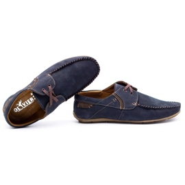 Olivier Mäns läderloafers 297 marinblå brun 5