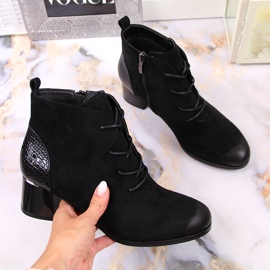 Damstövlar, isolerad snörning i ekomocka svart Potocki 1