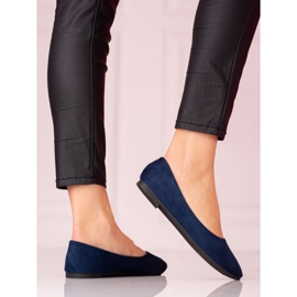 W. Potocki Marinblå Potocki-ballerinor för kvinnor gjorda av ekologisk mocka 1