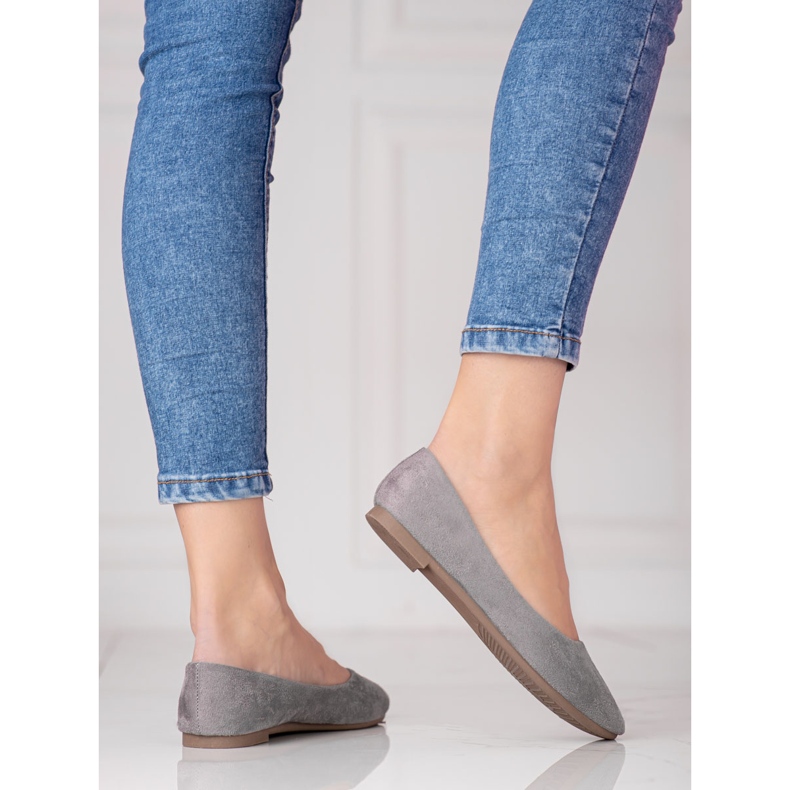 W. Potocki Grå Potocki-ballerinor för kvinnor gjorda av ekologisk mocka 1