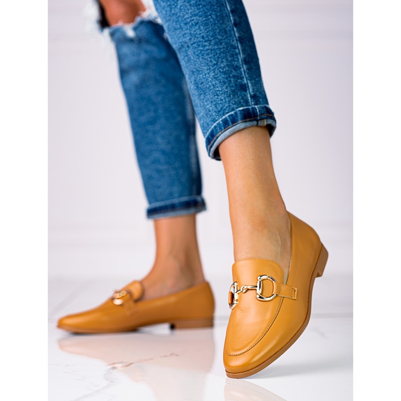 Eleganta Shelovet bruna loafers för kvinnor med låga klackar 1