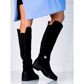 Bekväma Vinceza svarta ekologiska stövlar i mocka för kvinnor 1