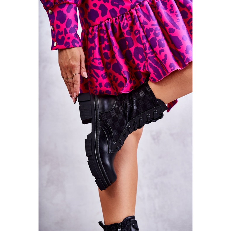 Höga damstövlar, bundna svarta Verlon 1