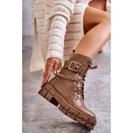 PG1 Fashionabla arbetarkängor med brun Solesso-kedja 1