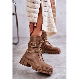 PG1 Fashionabla arbetarkängor med brun Solesso-kedja 2