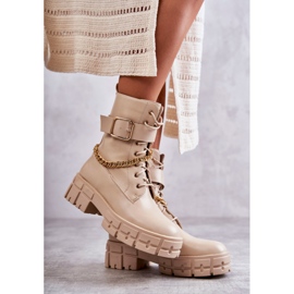 PG1 Fashionabla arbetarstövlar med beige Solesso-kedja 1