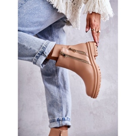 PG1 Läderstövlar för kvinnor med dragkedja Beige Navarra 2