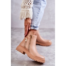 PG1 Läderstövlar för kvinnor med dragkedja Beige Navarra 1