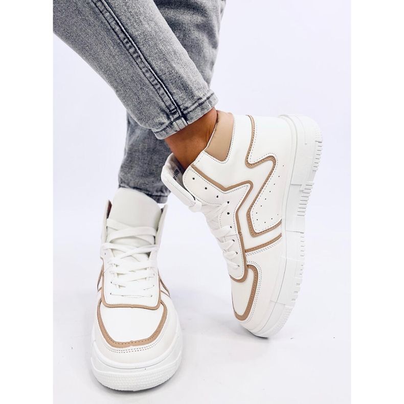 Leia WHITE / BEIGE high-top sneakers vit 2