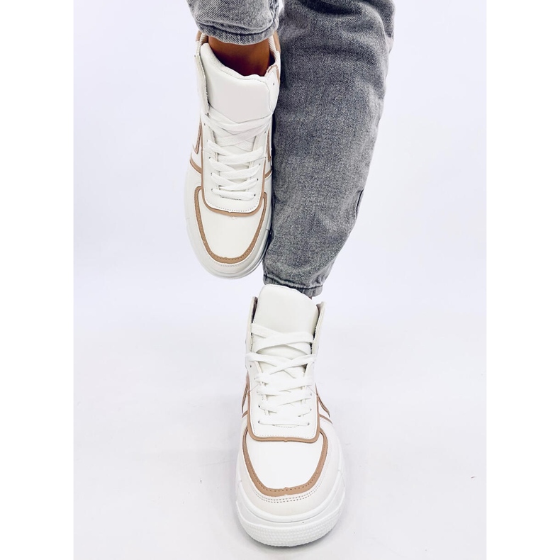 Leia WHITE / BEIGE high-top sneakers vit 1