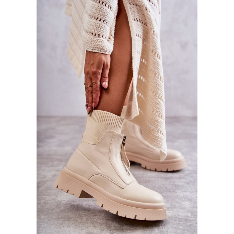 PS1 Damstrumpor Stövlar Med Blixtlås Beige Skydd brun 1