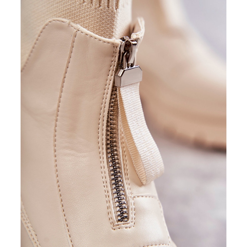 PS1 Damstrumpor Stövlar Med Blixtlås Beige Skydd brun 2