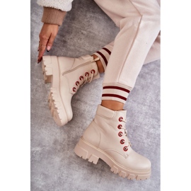 PG1 Läderstövlar Arbetare På Beige Messa Dragkedja 1