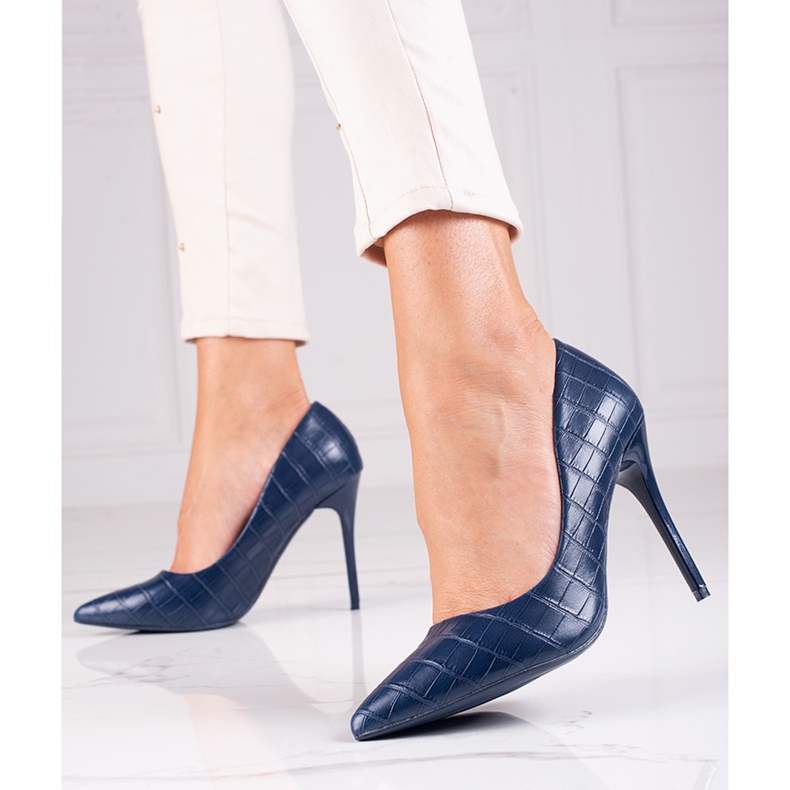 Fashionabla pumps på en Shelovet-klack blå 2