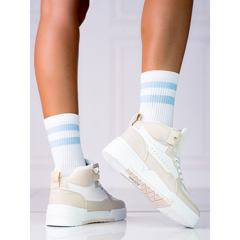 Shelovet-sneakers för kvinnor med hög ovandel, beige 1