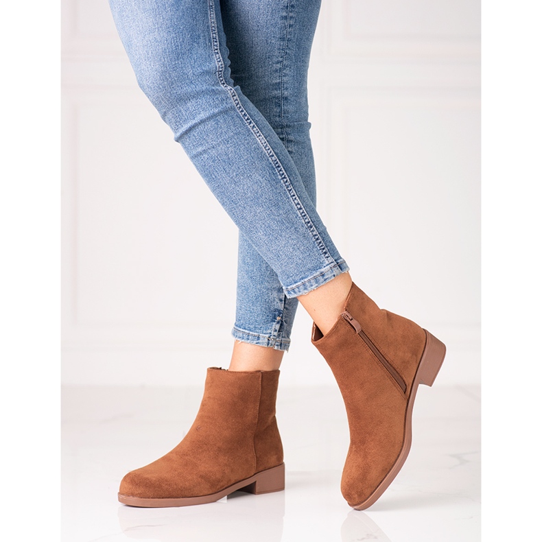 Shelovet bruna låga stövlar för kvinnor 1