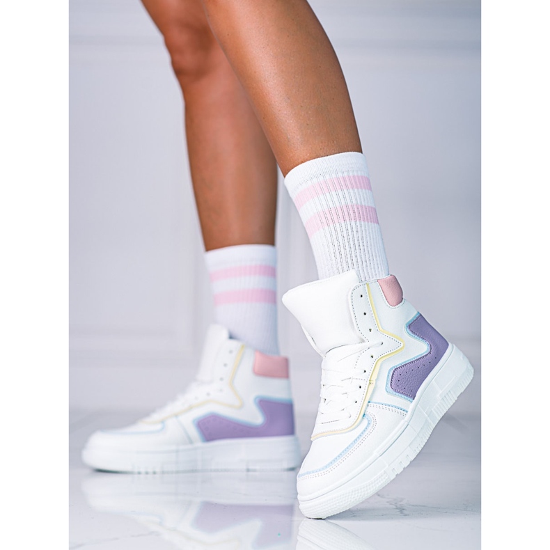 High Shelovet damsneakers gjorda av ekologiskt vitt och lila läder purpur mångfärgad 1