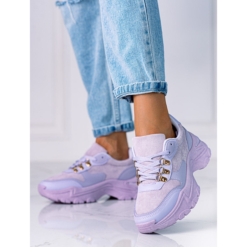 Damsneakers på en tjock Shelovet lila sula purpur 1