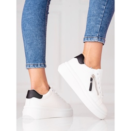 Vita Shelovet damsneakers med dekorativ dragkedja 1