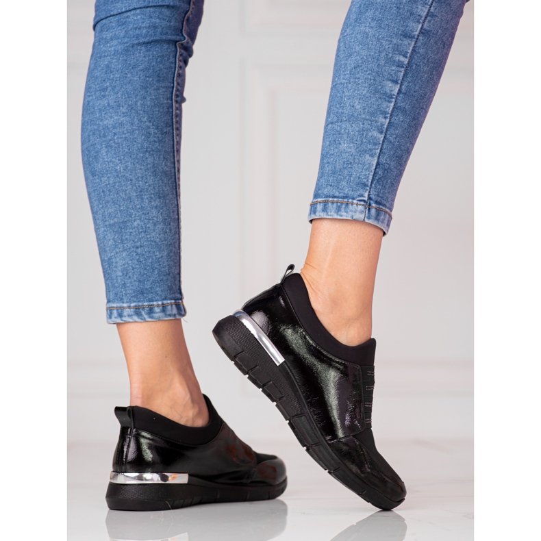 W. Potocki Lackade Dam Shelovet lätta sneakers svart 1